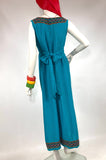 Angela Gore 1970s vintage hippie linen maxi dress / Festival / Folklore / 60s boho / UK12