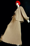 John bates Couture 1970s vintage pleated two piece suit / Deco / Jean Varon