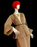 John bates Couture 1970s vintage pleated two piece suit / Deco / Jean Varon