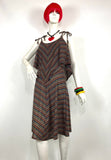 LULU 1970s vintage rare disco dolly midi dress / Hippie / 60s / stripes / Collectable