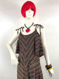 LULU 1970s vintage rare disco dolly midi dress / Hippie / 60s / stripes / Collectable