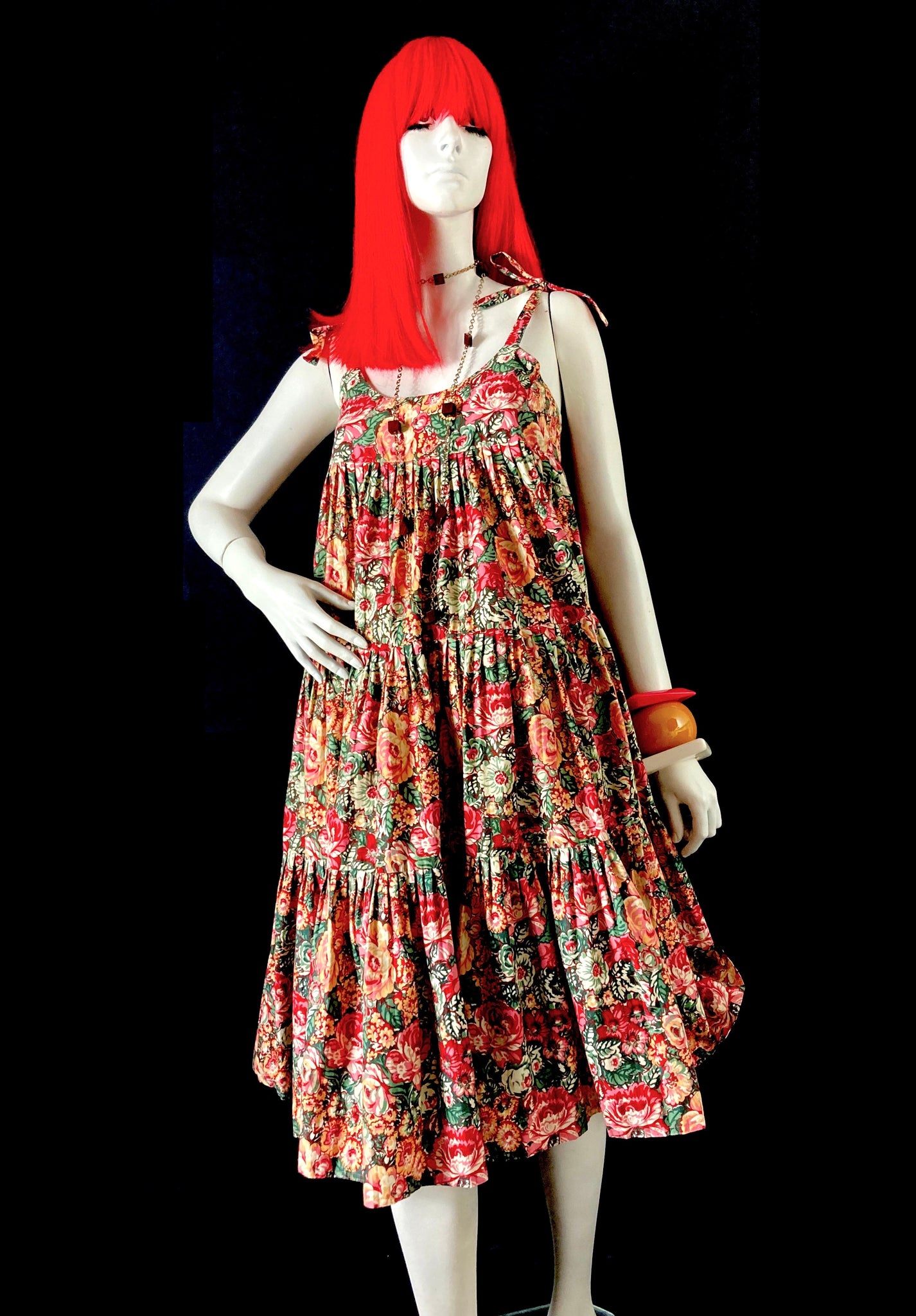 JULIET DUNN Liberty vintage 1970s tiered floral cotton midi dress / st – Top of the Shops Boutique
