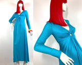 1960s vintage turquoise blue maxi dress / gown / Ossie Clark / 70s / 30s deco