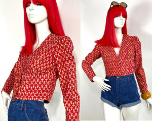 1970s vintage Indian Cotton crop jacket / 60s Hippie / Festival / India Imports