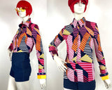 1960s vintage Pop Art Mod shirt blouse / Peggy Moffitt / Op Art / Colour block