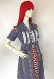 Irvine Sellars vintage 1970s cotton midi dress / 70s Boho // 1940s style / Deco