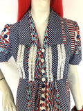 Irvine Sellars vintage 1970s cotton midi dress / 70s Boho // 1940s style / Deco