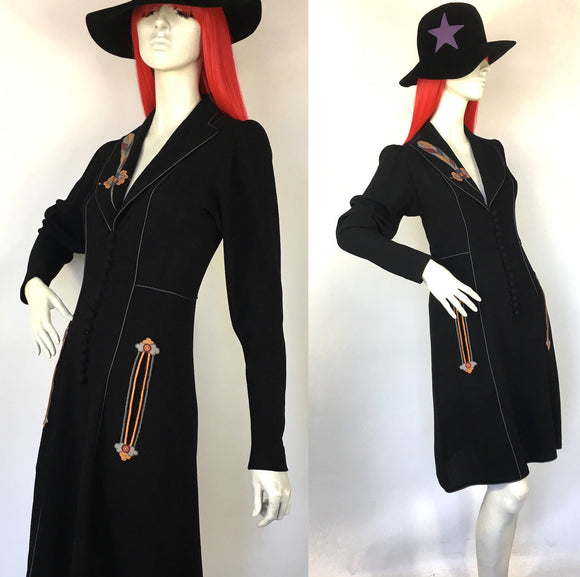 Vintage 1970s Janice Wainwright crepe dress / Art Deco / British Boutique / RARE