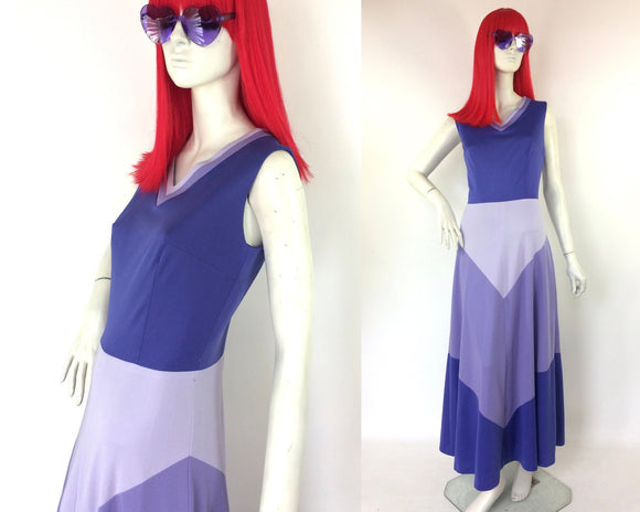 Vintage 1960s Pop Art maxi dress 70s Hippie / Festival / colour block / Deco 30s