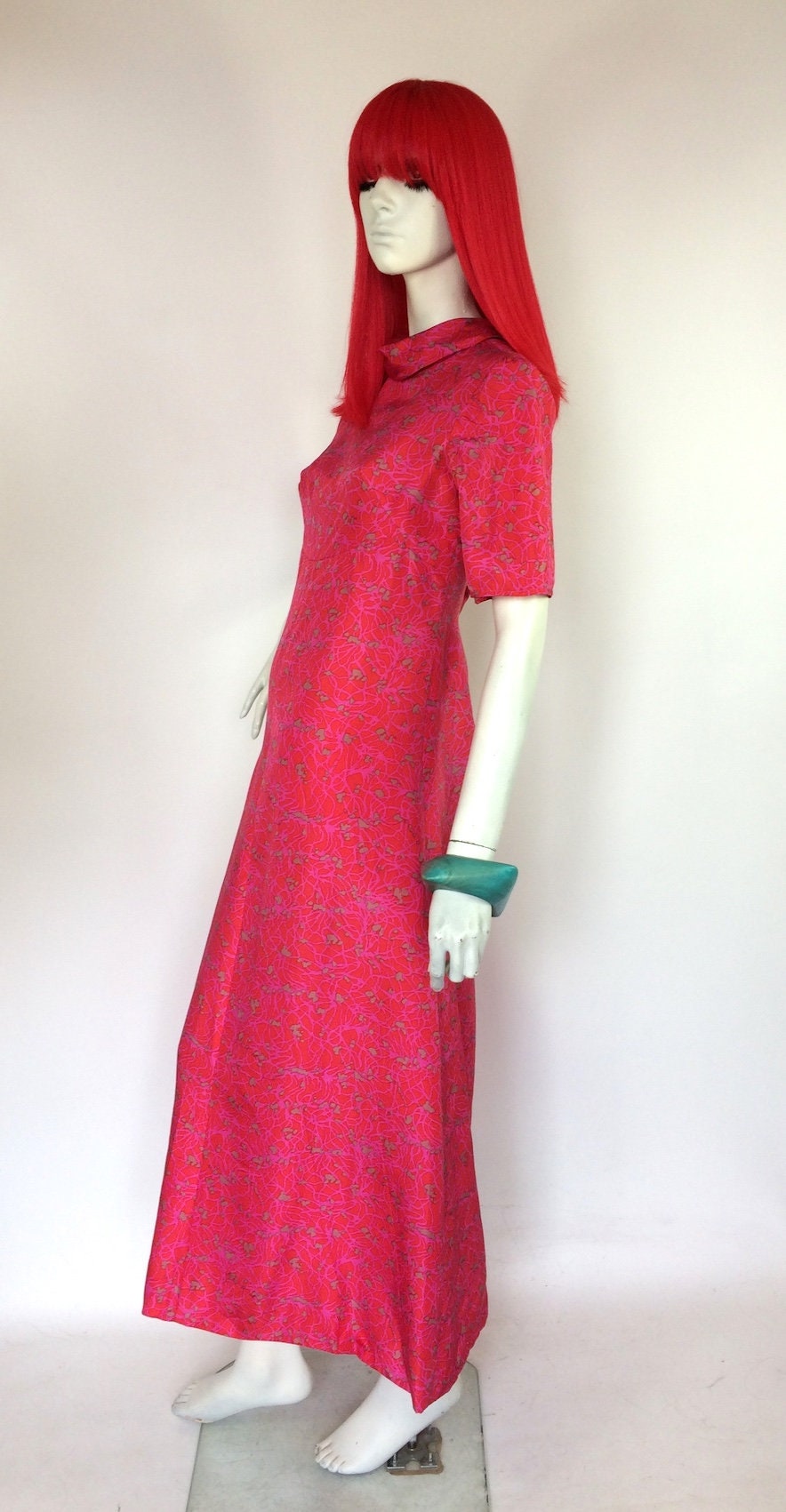Vintage 1960s silk magenta maxi gown / 70s cocktail dress / Liz Taylor –  Top of the Shops Boutique