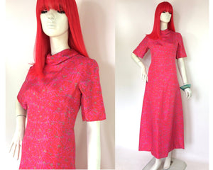 Vintage 1960s silk magenta maxi gown / 70s cocktail dress / Liz Taylor / posh frock