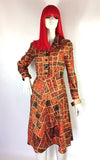 1970s psych Mod shirt dress / Secretary / Hippie / Boho / 60s paisley
