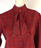 BURBERRY Vintage 1960s plaid wool ruffle blouse / 70s tartan / RARE Sample