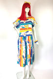 Vintage 1980s drop waist cotton flower pop dress / Pop art  / Warhol / summer holiday