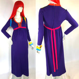1970s Stephen Burrows Color Block Wool Jersey Maxi Dress / Bloomingdales