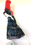1960s Vintage hippie KUCHI cotton kaftan maxi dress / Bleached Tie Dye / Lux hippie