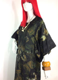 1960s Vintage Silk Kimono Kaftan Dress / Tie Dye / Hippie / Festival