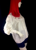 1960s vintage cream SILK ruffle BLOUSE shirt / Mod Psych / bishop Sleeve