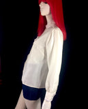 1960s vintage cream SILK ruffle BLOUSE shirt / Mod Psych / bishop Sleeve