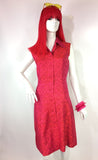Reserved>>> Vintage 1960s deep pink raw silk dress / Paisley / Psychedelic / Mod / Dollybird