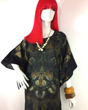 1960s Vintage Silk Kimono Kaftan Dress / Tie Dye / Hippie / Festival