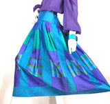 1980s vintage Tracy Saywell raw silk skirt / Cocktail party / Posh / colour block