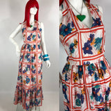 John Charles 1960s vintage floral halter maxi dress / Cottage core / Prairie