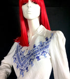 Vintage 1960s cotton cheesecloth hippie blouse / Carnaby Street made / 70s Boho
