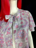 Vintage 1960s Swirly Psych capelet blouse / shirt  / 70s Hippie / Deco  / Paisley