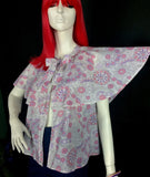 Vintage 1960s Swirly Psych capelet blouse / shirt  / 70s Hippie / Deco  / Paisley