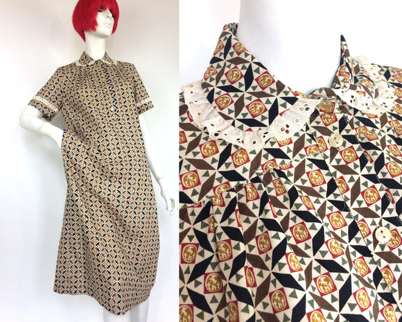 LIBERTY 1970s vintage multi print cotton dress / Broderie Anglaise / Pockets