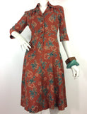 1970s does 40s vintage floral cotton shirt dress / Bus Stop / Boho / forties