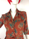 1970s does 40s vintage floral cotton shirt dress / Bus Stop / Boho / forties