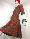 1970s does 40s vintage floral cotton shirt dress / Bus Stop / Boho / forties