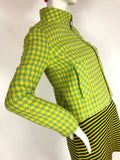 1960s Pierre Cardin houndstooth check wool moto jacket / Space Age / Ring zip / MOD