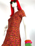 Vintage 1960s bright psychedelic acid colours maxi dress / 70s / Hippie