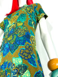 Vintage 1960s cotton tropical floral mini dress / Hawaiiana / 70s / Tiki / Holiday dress