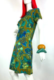 Vintage 1960s cotton tropical floral mini dress / Hawaiiana / 70s / Tiki / Holiday dress