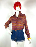 1970s vintage psych pop Disco shirt / blouse / Hippie / Bellino / 60s Boho