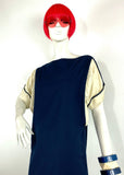 Janice Wainwright 1970s vintage wool sporty Deco dress / colour block / Bill Gibb