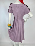 Vintage 1970s lavender ultrasuede midi dress / Lace-up detail / Daniel Oliver