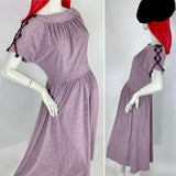 Vintage 1970s lavender ultrasuede midi dress / Lace-up detail / Daniel Oliver