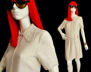 1960s vintage linen Mod dress / spoon collar / Twiggy / Scooter girl / Northern Soul