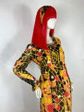 1960s Binnie London georgette psychedelic print gown / Op art  / Ruffles