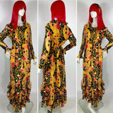 1960s Binnie London georgette psychedelic print gown / Op art  / Ruffles