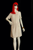 1960s vintage linen Mod dress / spoon collar / Twiggy / Scooter girl / Northern Soul