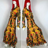 1960s Binnie London georgette psychedelic print gown / Op art  / Ruffles