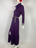 1960s Belleroy purple slinky jersey cowl neck dress / Cocktail party / Mod maxi