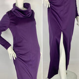 1960s Belleroy purple slinky jersey cowl neck dress / Cocktail party / Mod maxi