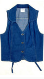 1970s vintage blue jean denim waistcoat / indie punk country Lynyrd Skynyrd Rolling Stones UK 8 & 10